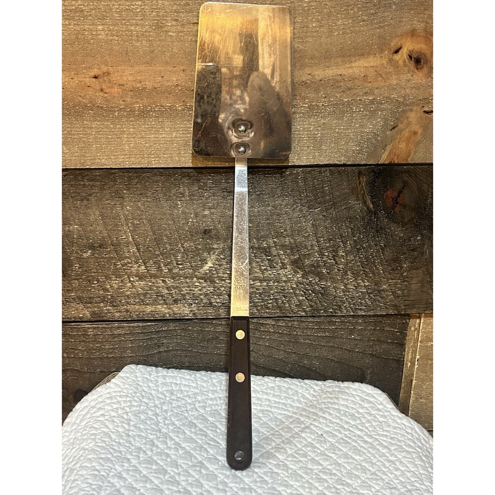 EKCO Flint Arrowhead Stainless Steel Wood Handle Spatula Vintage USA 18" Utensil